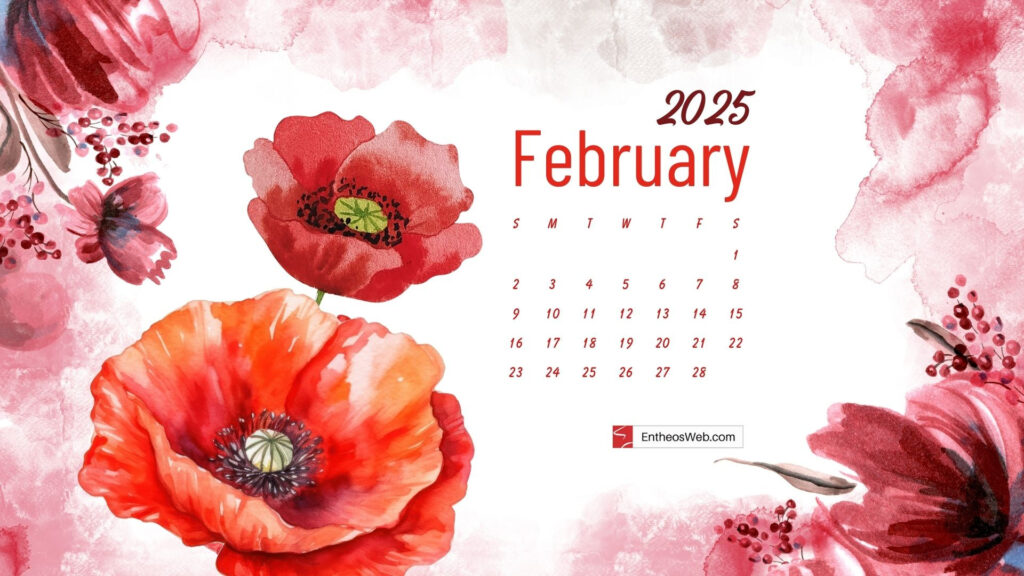 February 2025 Desktop Wallpaper Calendars | Entheosweb In February Calendar Wallpaper 2025