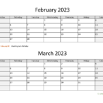 February And March 2023 Calendar | Wikidates Regarding February And March Calendar