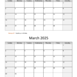 February And March 2025 Calendar | Wikidates Inside February March 2025 Calendar