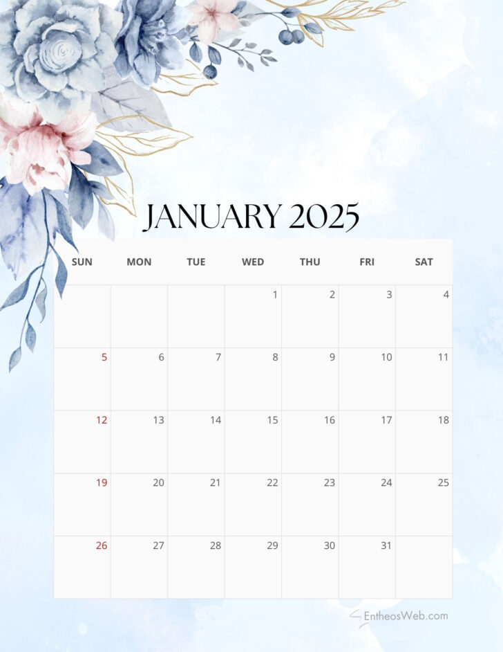 2025 Calendar Printable Flowers | Calendars 2025