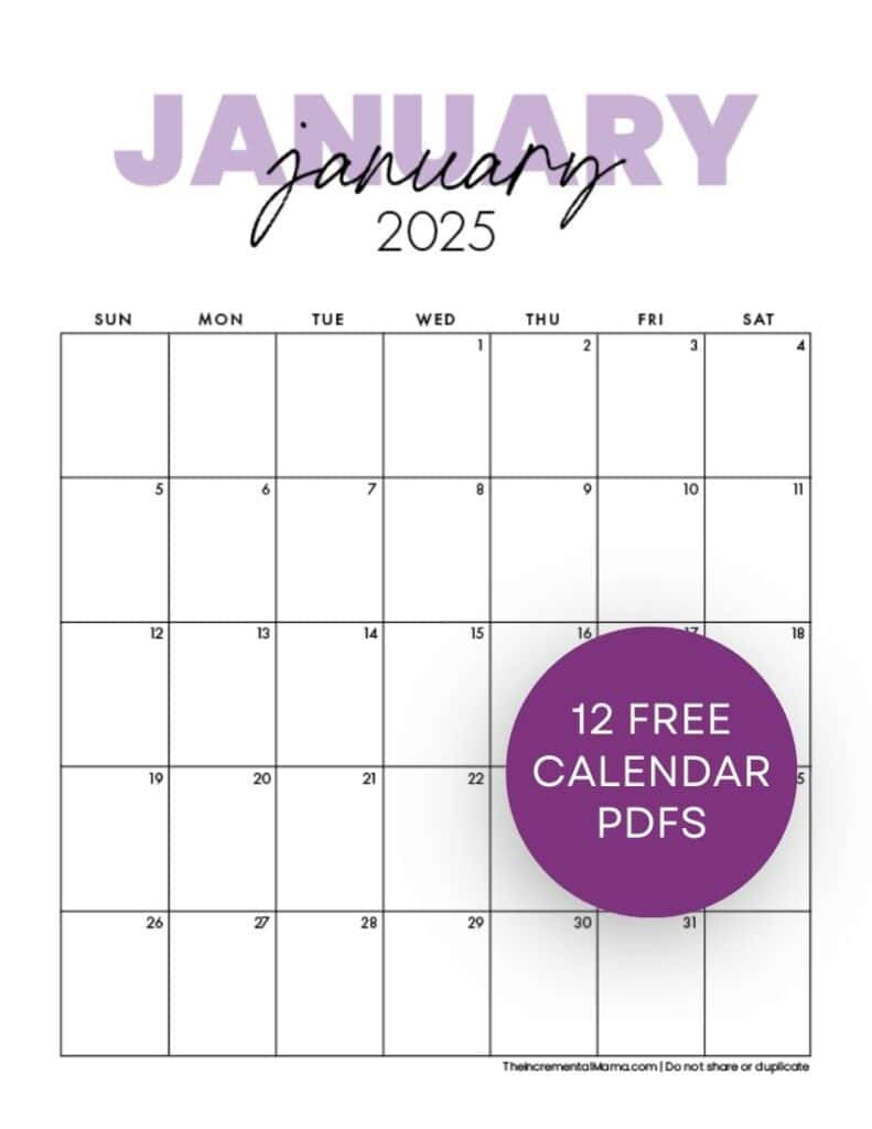 Free 2025 Monthly Calendar Template - January To December with regard to Calendars 2025 | CalendarCrazePrint.Com