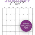 Free 2025 Monthly Calendar Template   January To December With Regard To Free Monthly Calendar 2025 Printable  | CalendarCrazePrint.Com