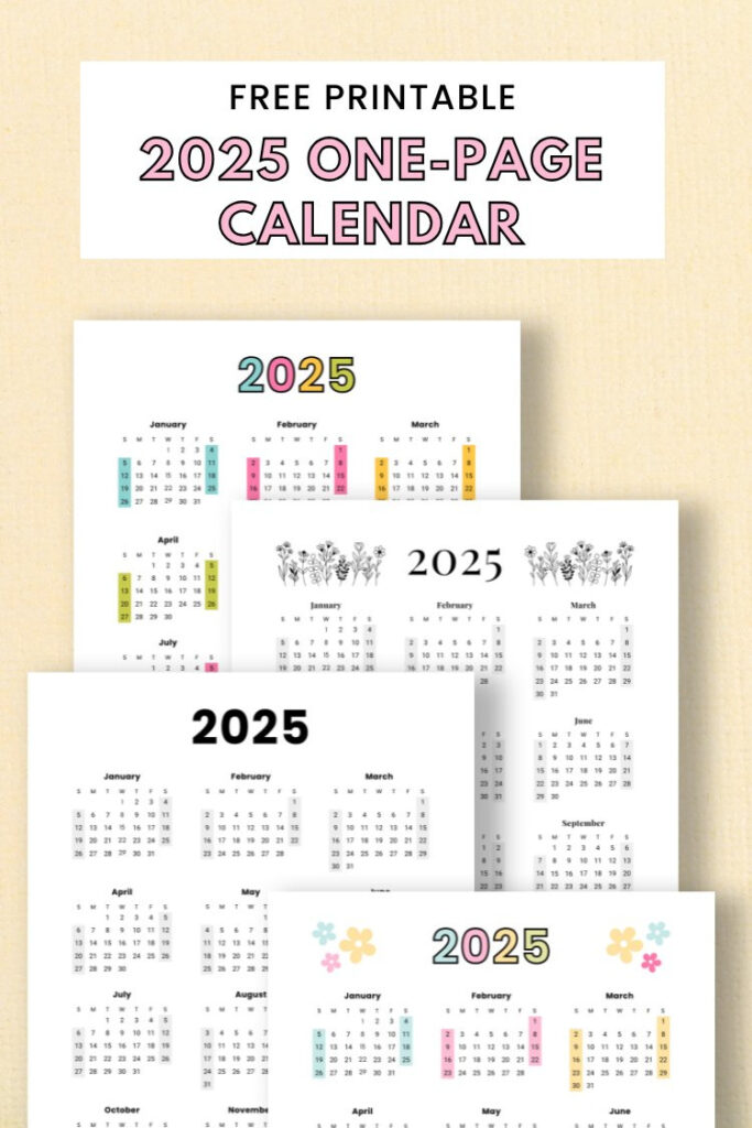 Free 2025 Printable Calendar One Page — Gathering Beauty Intended For A5 Size Calendar 2025 Printable | CalendarCrazePrint.Com