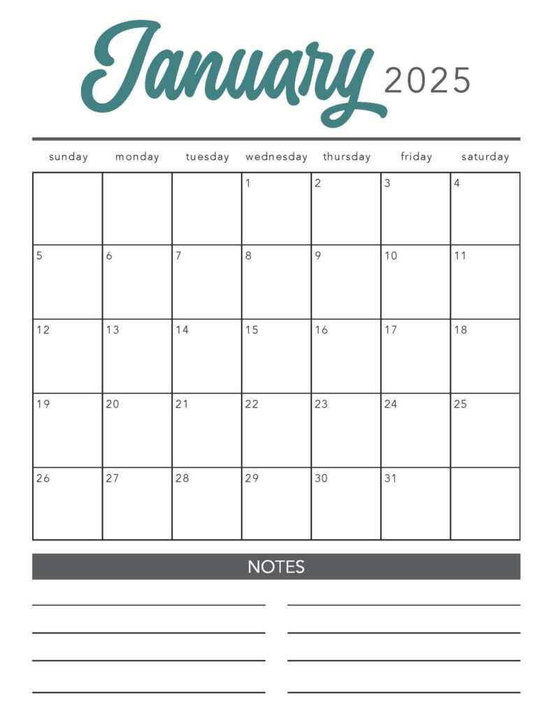 Free 2025 Printable Calendar Template   I Heart Naptime Throughout  Calendars 2025 | CalendarCrazePrint.Com