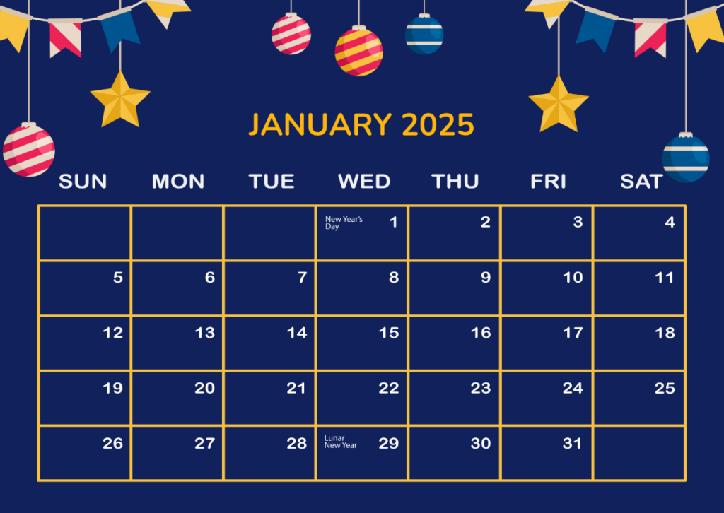 Free January 2025 Calendar With Holidays Template   Edit Online With  Calendars 2025 | CalendarCrazePrint.Com