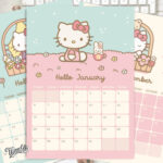 Hello Kitty Pdf Printable Calendar   2025   English Texts   Munki For Hello Kitty Calendar 2025 Printable  | CalendarCrazePrint.Com