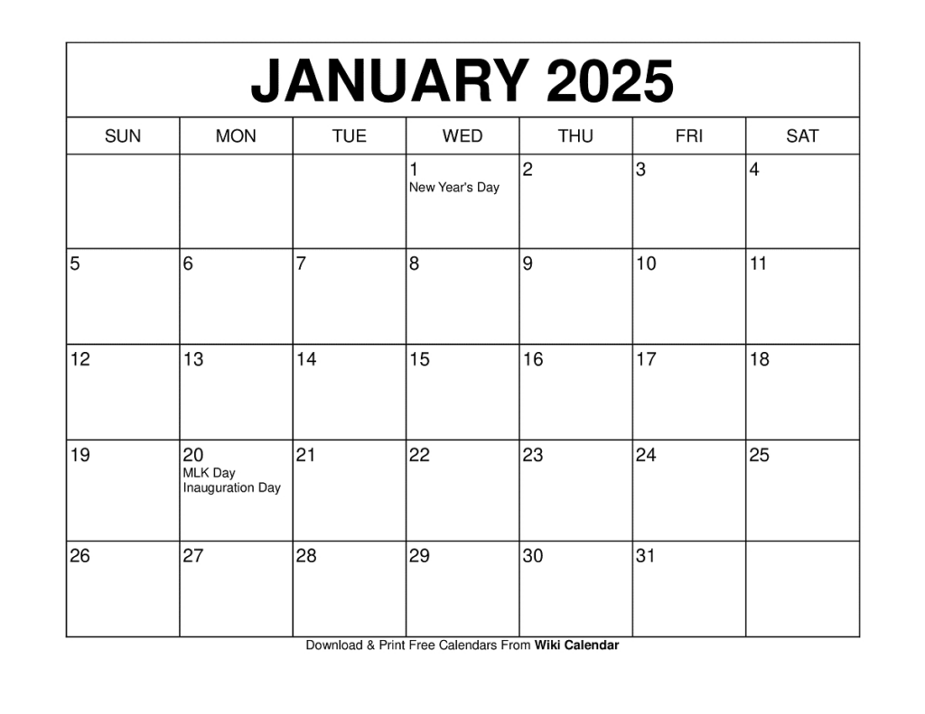 January 2025 Calendar   Printable Templates & More Intended For  Calendars 2025 | CalendarCrazePrint.Com