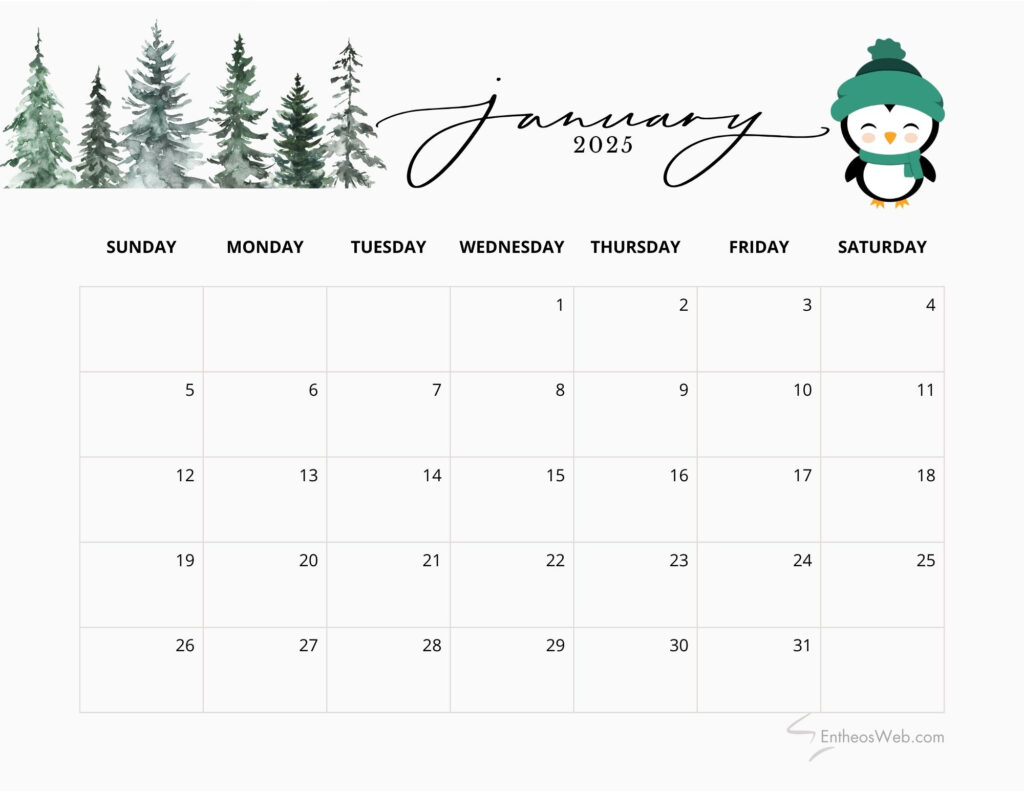 January 2025 Calendars | Entheosweb Within Free Printable Calendar Jan 2025 | CalendarCrazePrint.Com