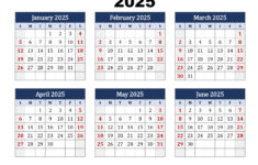 January To June 2025 Calendar Printable Pdf | Si Months Calendar throughout  Calendars 2025 | CalendarCrazePrint.Com