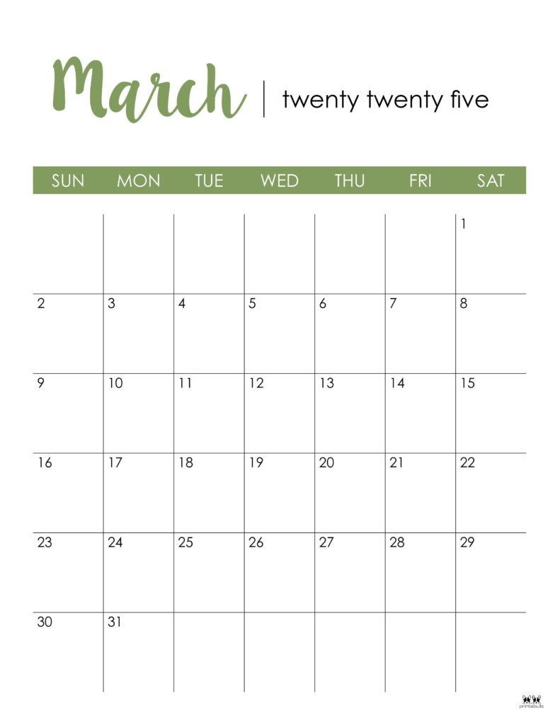 March 2025 Calendars - 107 Free Printables | Printabulls throughout Calendars 2025 | CalendarCrazePrint.Com