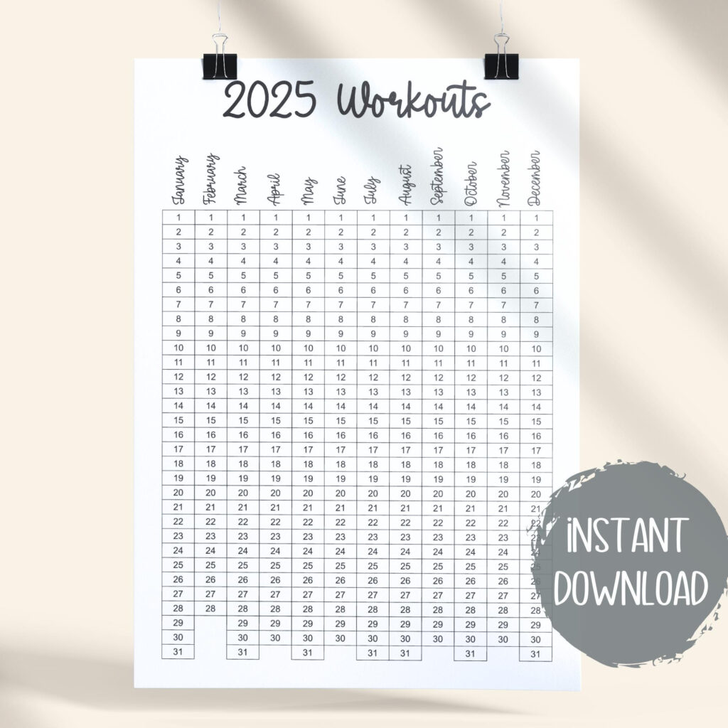 Monthly Fitness Calendar   Etsy Throughout  Calendars 2025 | CalendarCrazePrint.Com