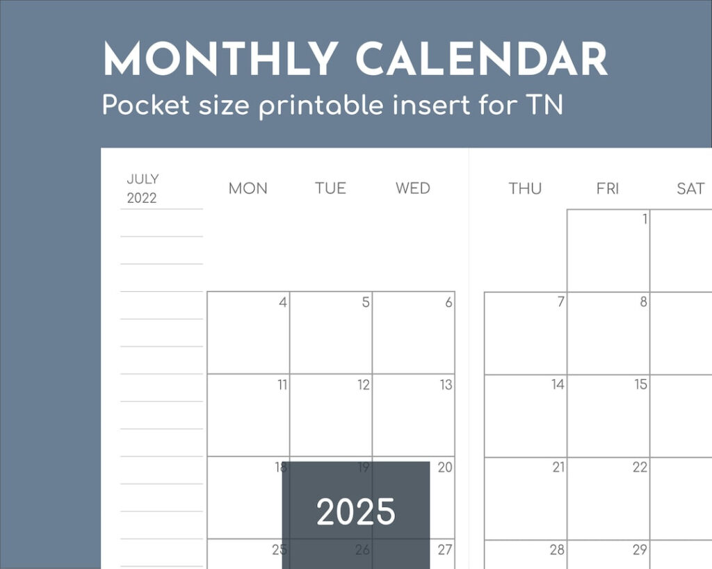 Monthly Pocket Calendar 2025 Printable Travelers Insert, 3.5X5.5In Inside Pocket Calendar 2025 Printable | CalendarCrazePrint.Com