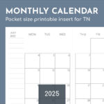 Monthly Pocket Calendar 2025 Printable Travelers Insert, 3.5X5.5In Inside Pocket Calendar 2025 Printable | CalendarCrazePrint.Com