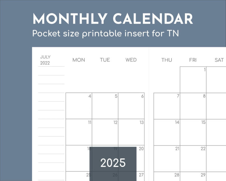 Pocket Calendar 2025 Printable | Calendars 2025