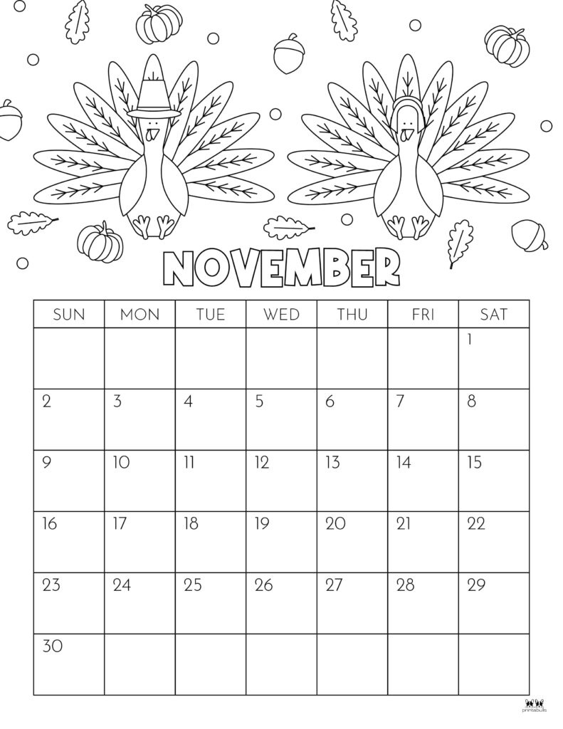 November 2025 Calendars - 107 Free Printables | Printabulls intended for November Free Printable Calendar 2025 | CalendarCrazePrint.Com