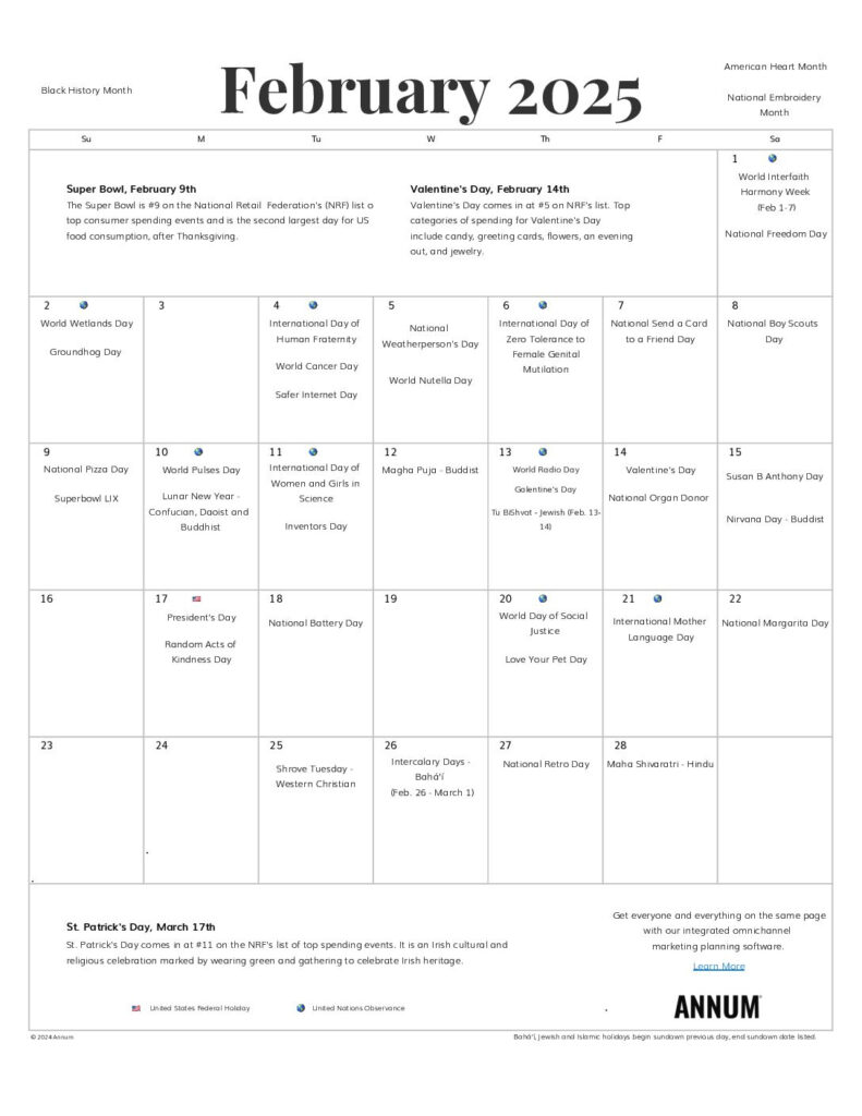 Printable February 2025 Calendar | February Holidays | Annum Pertaining To February Calendar With Events 2025