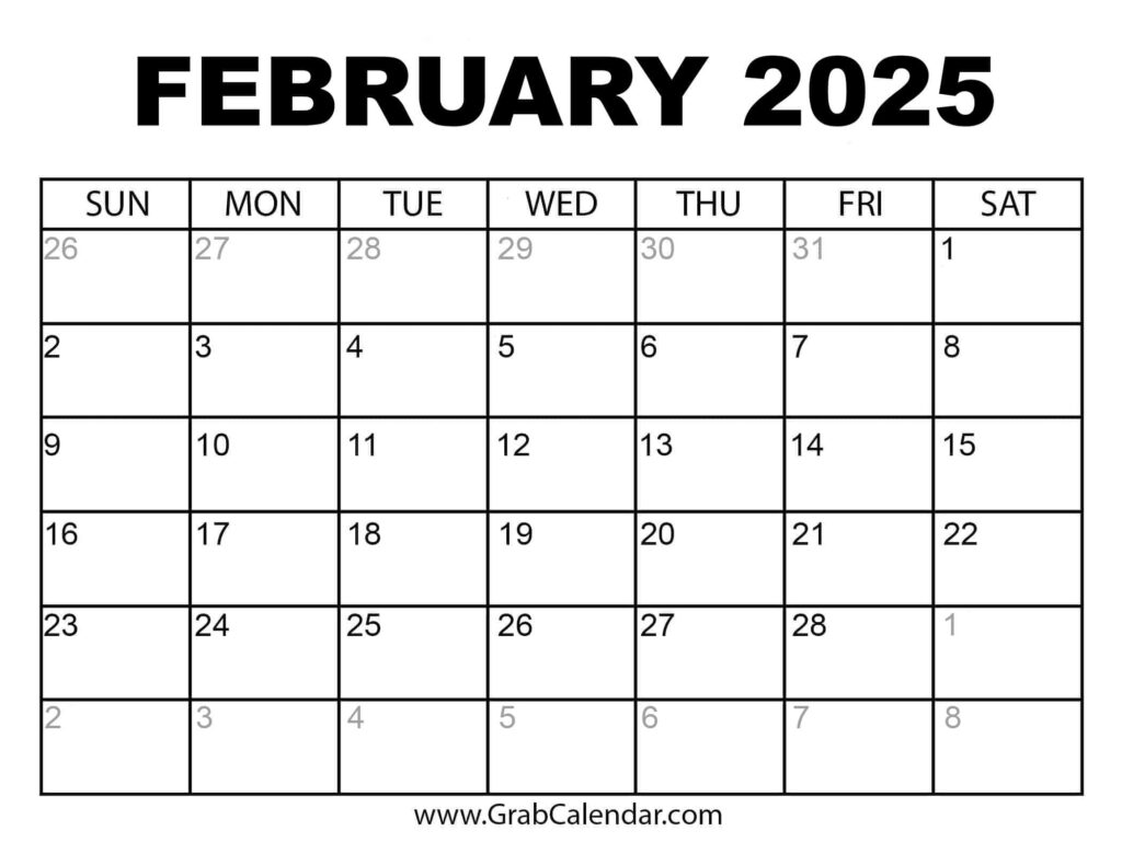 Printable February 2025 Calendar For Picture Of February Calendar 2025