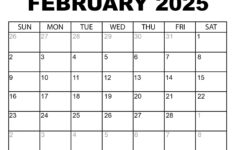 Printable February 2025 Calendar in Catholic Calendar February 2025