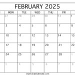 Printable February 2025 Calendar Intended For February Blank Printable Calendar 2025
