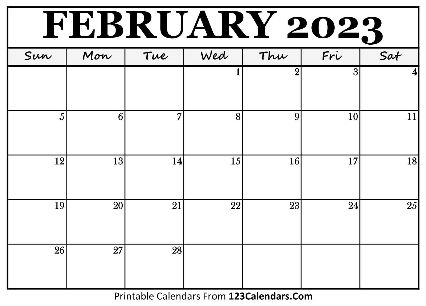 Printable February 2025 Calendar Templates - 123Calendars within February 2025 Calendar 123Calendars