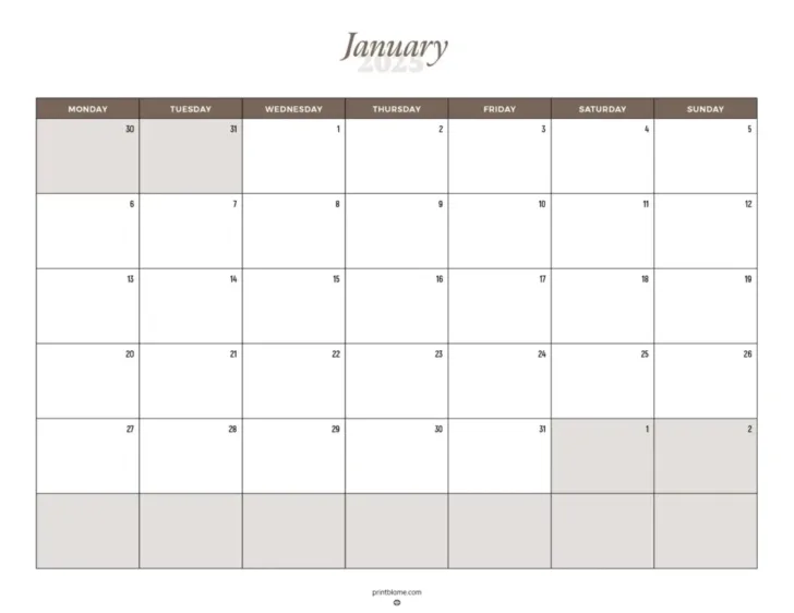 Free Printable Monthly Calendar January 2025 | Calendars 2025