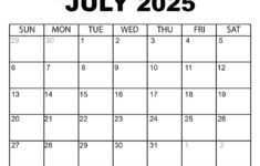 Printable July 2025 Calendar regarding Printable July 2024-June 2025 Calendar | CalendarCrazePrint.Com