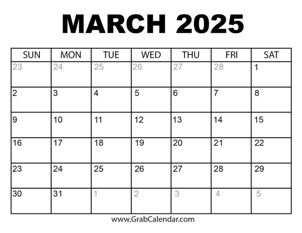 Printable March 2025 Calendar Intended For March And February 2025 Calendar