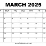 Printable March 2025 Calendar Intended For March And February 2025 Calendar