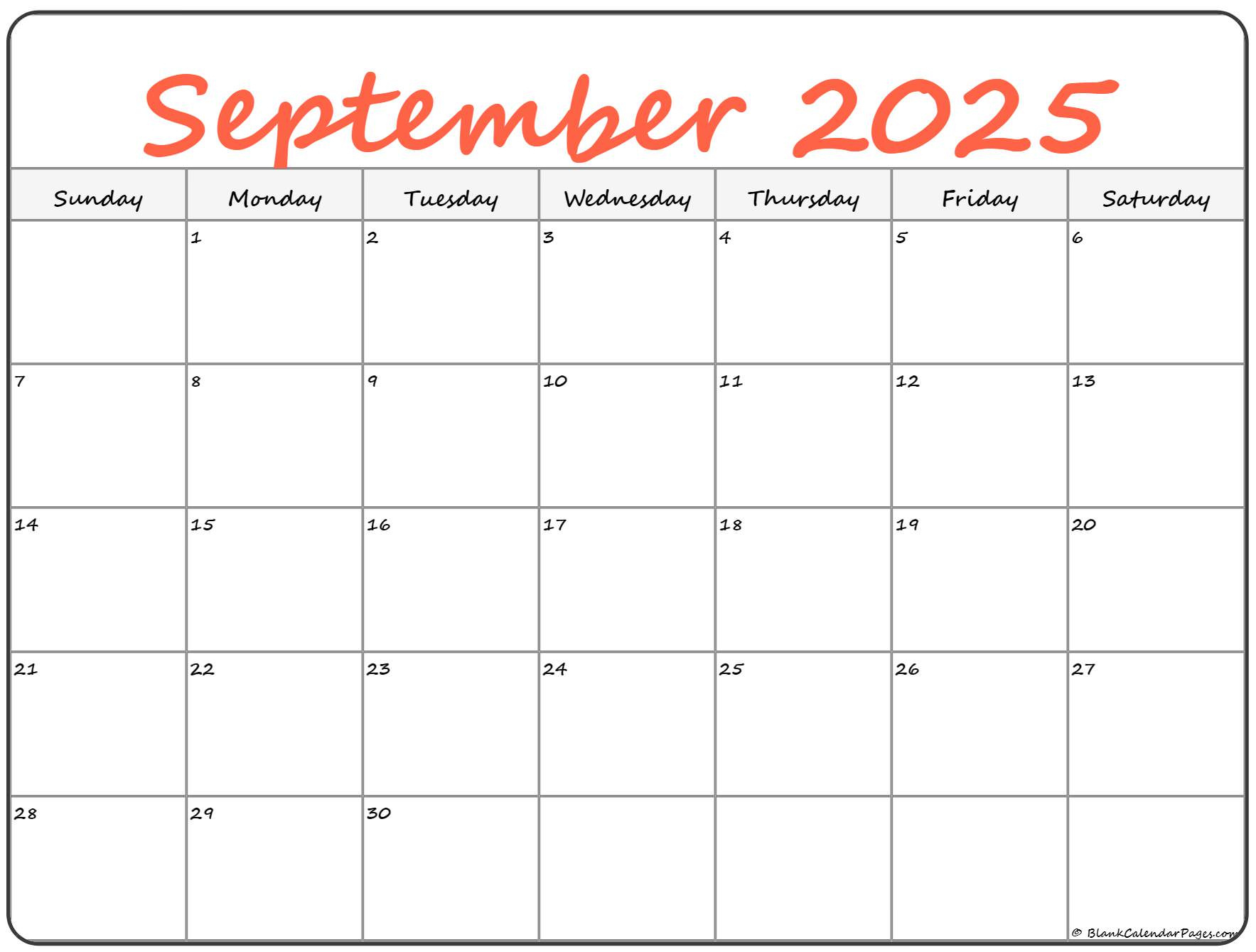 September 2025 Calendar | Free Printable Calendars with Printable September Calendar 2025 | CalendarCrazePrint.Com