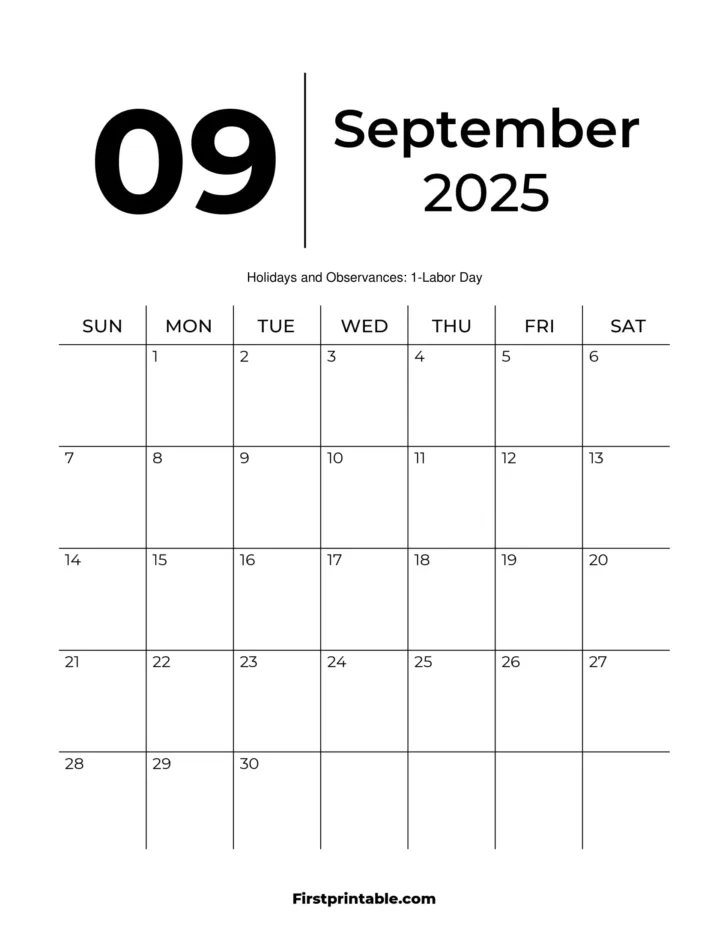 September 2025 Calendar Printable Free Download | Calendars 2025