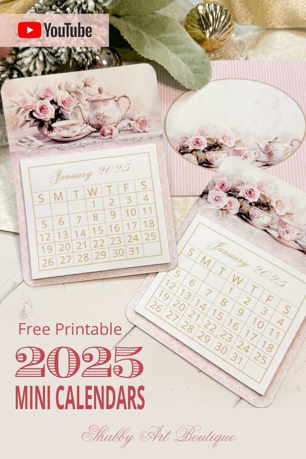 Simply Christmas: Free Printable 2025 Mini Calendars - Shabby Art inside Calendars 2025 | CalendarCrazePrint.Com