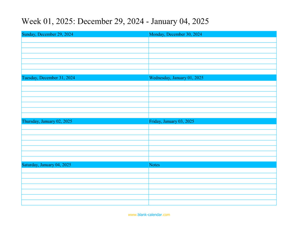 Weekly Calendar 2025 (Word, Excel, Pdf) Pertaining To  Calendars 2025 | CalendarCrazePrint.Com