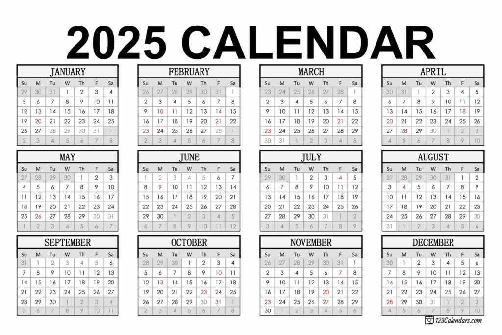 Year 2025 Calendar Templates | 123Calendars For February 2025 Calendar 123Calendars