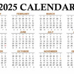 Year 2025 Calendar Templates | 123Calendars In 2025 Printable Annual Calendar  | CalendarCrazePrint.Com