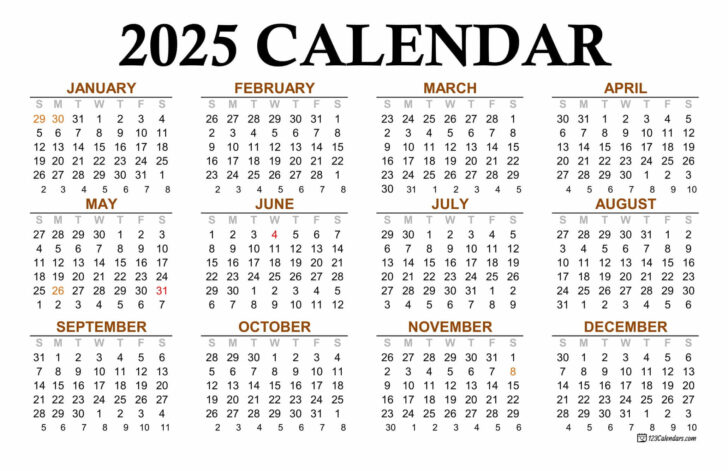 2025 Printable Annual Calendar | Calendars 2025