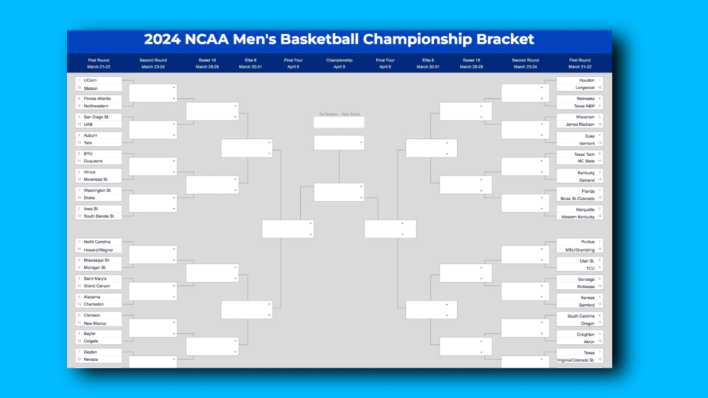 2025 March Madness Bracket (Excel & Google Sheets Template) In March Madness 2025 Calendar