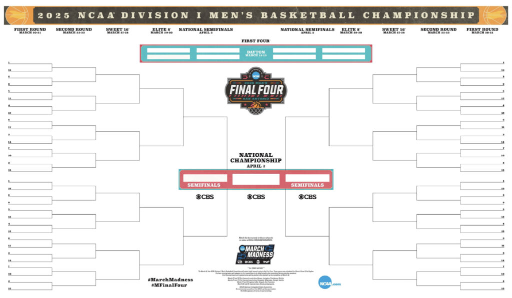 2025 Ncaa Printable Bracket, Schedule For March Madness | Ncaa Within March Madness 2025 Calendar Printable