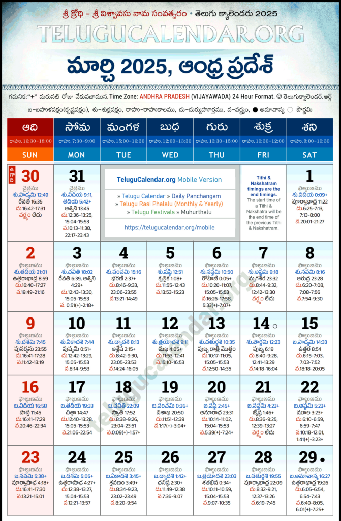 Andhra Pradesh Telugu Calendar 2025 March Pdf Festivals For Telugu Calendar March 2025