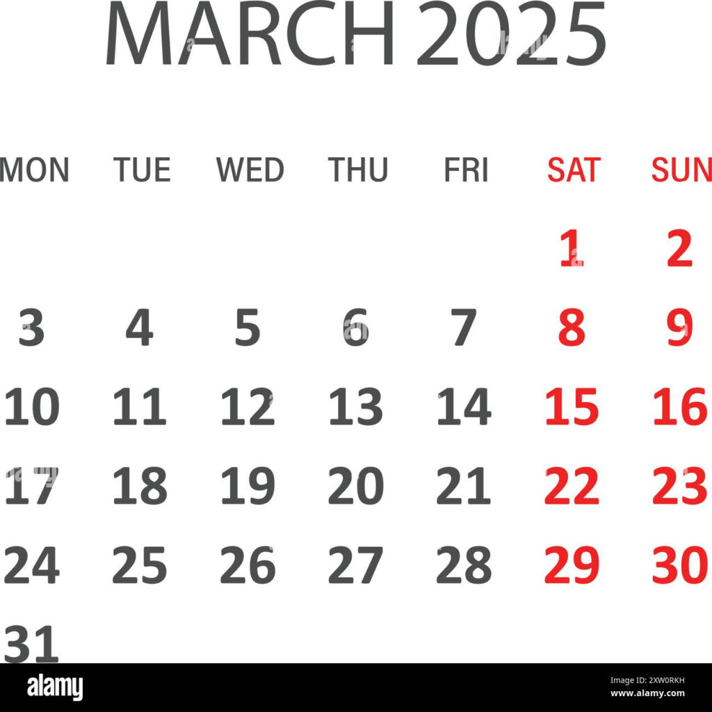 Calendar March 2025 Icon In Flat Style. Planner Vector With Regard To March Clip Art Calendar 2025