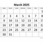 Free Download Printable March 2025 Calendar, Large Font Design Within Free Printable March 2025 Calendar Word