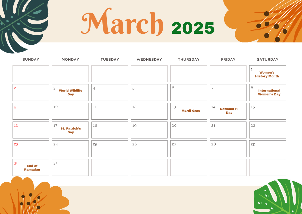 Free March 2025 Calendar Templates &amp;amp; Examples - Edit Online throughout Calendar Events In March 2025