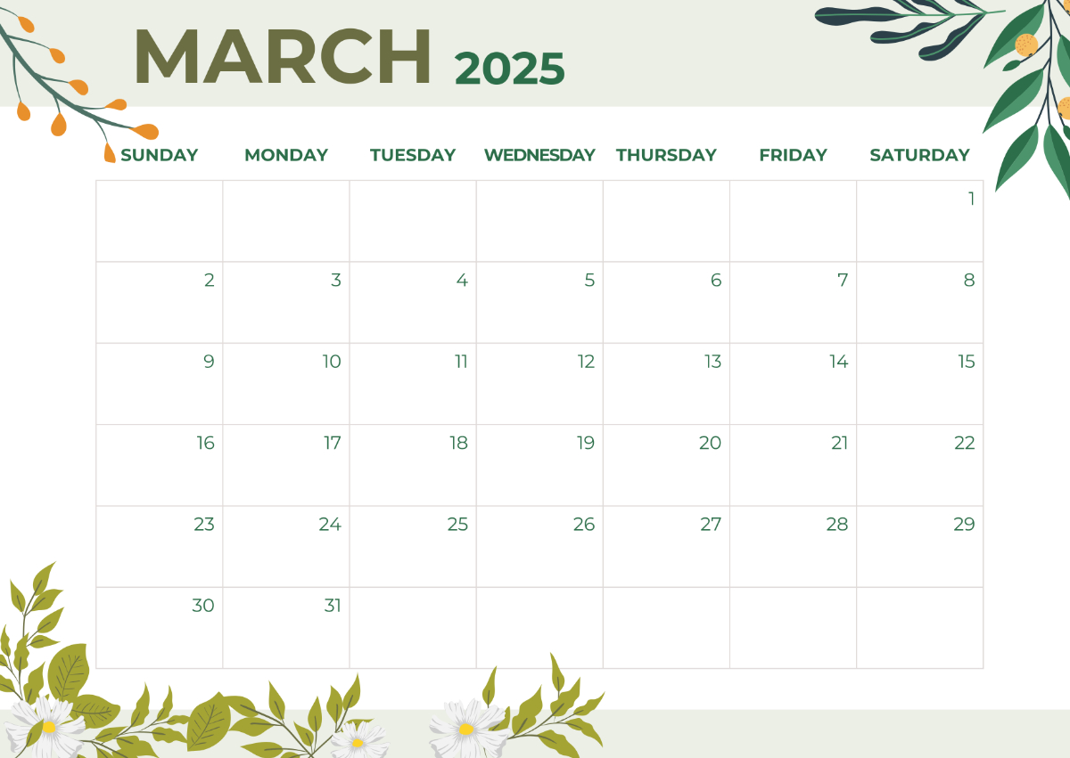 Free March 2025 Digital Calendar Template To Edit Online with regard to March 2025 Editable Printable Calendar