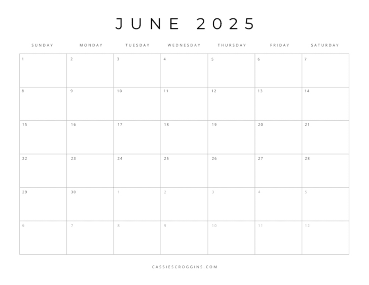 Blank March Calendar Printable 2025