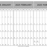 January To March Calendar 2025 Templates   Three Months For Jan Feb And March 2025 Calendar Fre Printable