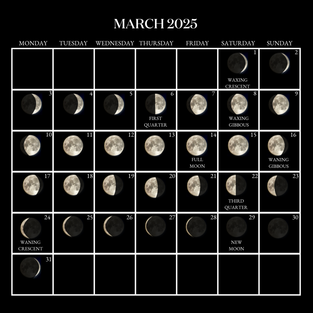 Jurlique Moon Calender 2025 楽しく With Moon Calendar March 2025