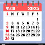 Letter Calendar For March 2025. The Week Begins On Sunday. Time For Calendar 2025 March Month