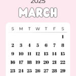 March 2025 Calendar   20 Cute & Free Printables | Saturdaygift For Cute March 2025 Calendar