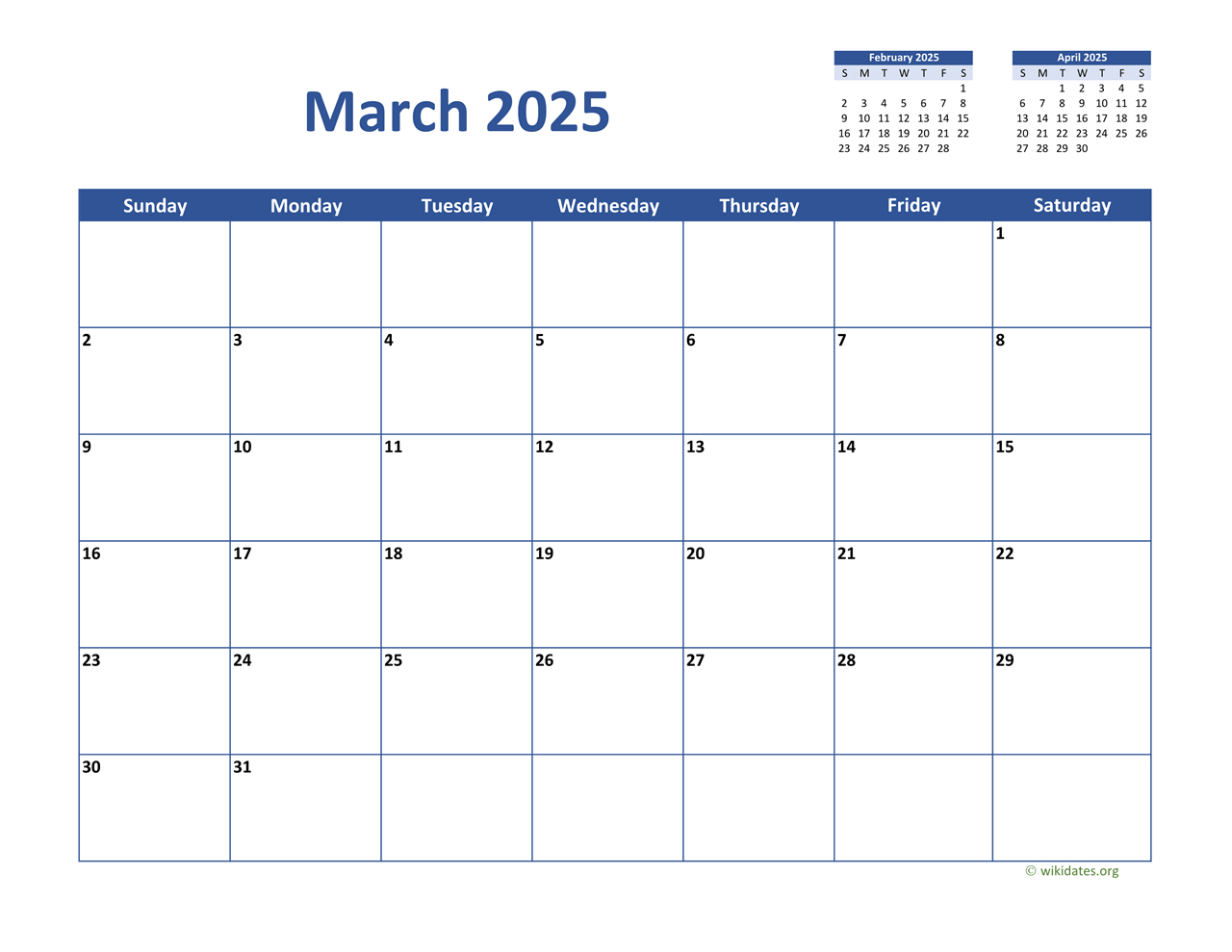 March 2025 Calendar Classic | Wikidates intended for March 2025 Calendar Wiki