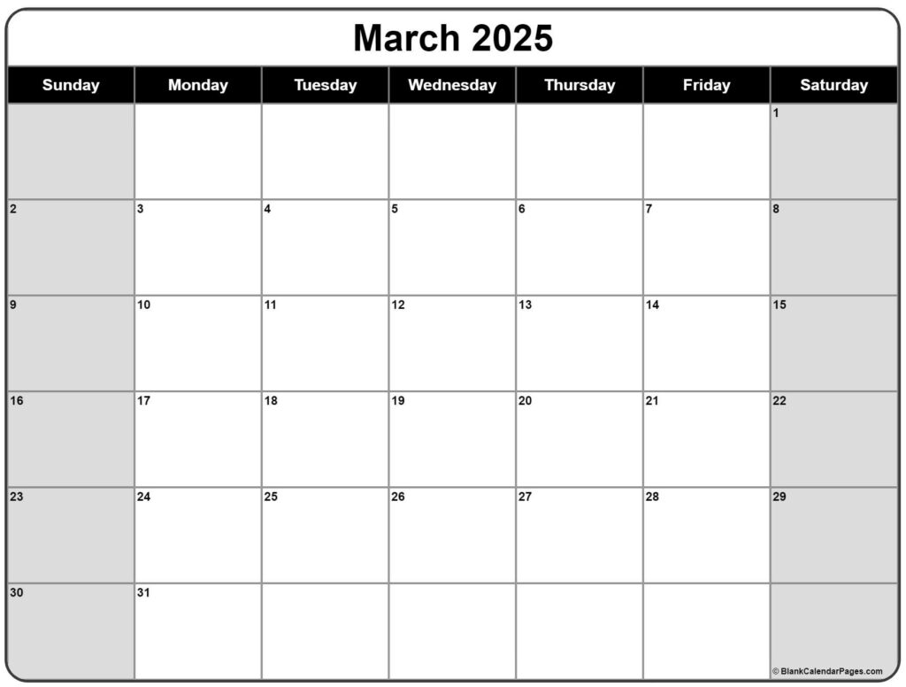 March 2025 Calendar | Free Printable Calendars Intended For Blank March 2025 Calendar