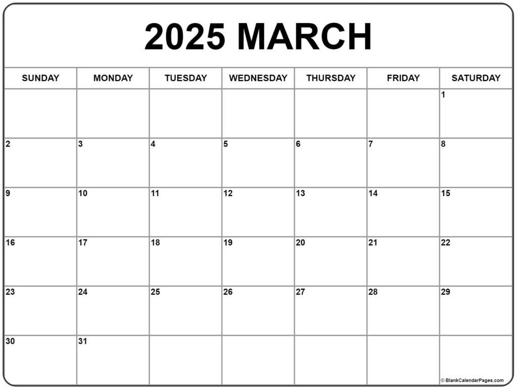 March 2025 Calendar | Free Printable Calendars With Regard To March 2025 Blank Printable Calendar